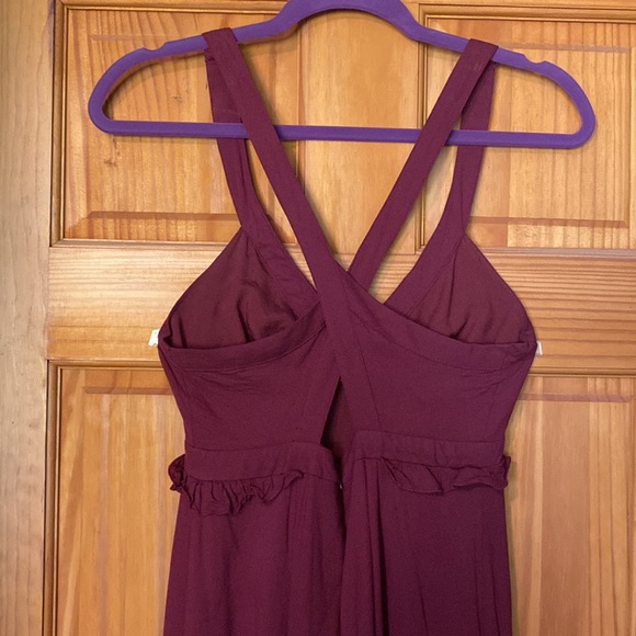 Burgundy Ruffle Maxi Dress - Picture 4 of 4